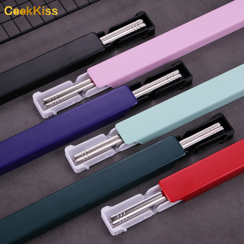 Japanese Reusable Stainless Steel Portable 304 Travel Foldable Chopstick Sets With Box