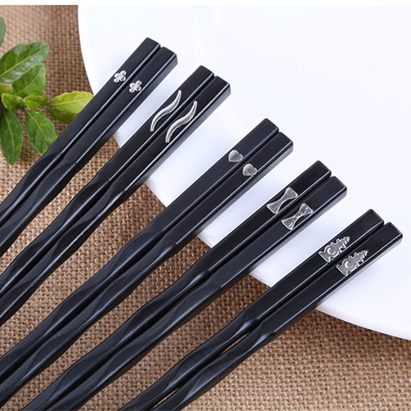 Premium Quality Black Chinese Style Fiber Glass Chopsticks Glassfiber Alloy Food Cooking Chopsticks