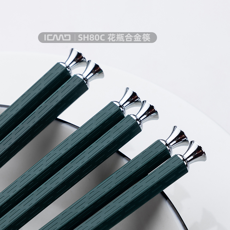 SH80C Vase Alloy Chopsticks (Nordic Green 243mm) Silver