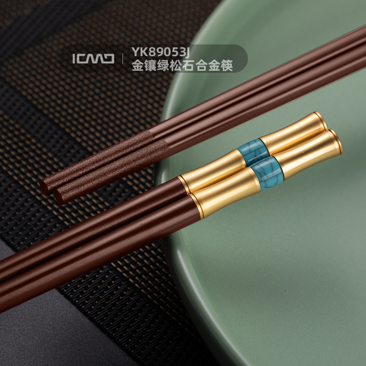 YK89053J gold inlaid turquoise Fiberglass chopsticks